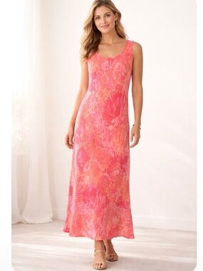 Vintage two piece jacket with  Coral Pink Floral Maxi Dress